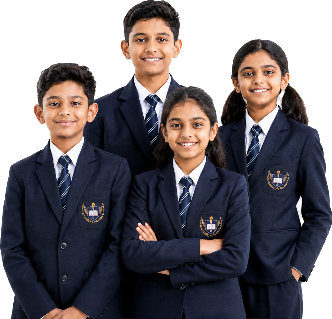 Indian students of White Academy in school uniform